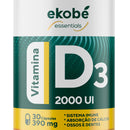 Vitamina D3 2000 UI da Ekobé em cápsulas para imunidade e saúde óssea